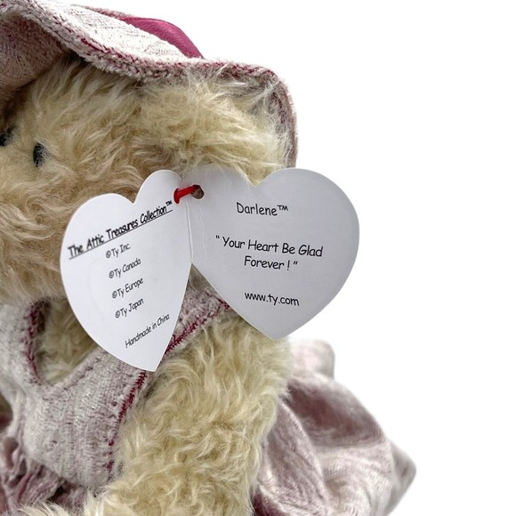 Ty Attic Treasures Collection 1993 DARLENE The Bear Velvet Dress Hat Posable - Picture 6 of 9